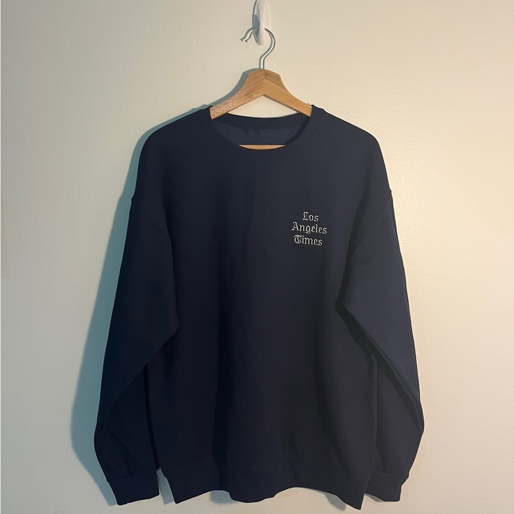 Navy Blue Los Angeles Times Newspaper LA Embroidery Crewneck Sweatshirt